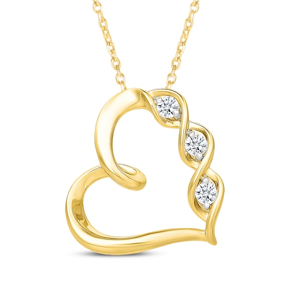 KAY Lab-Grown Diamonds Tilted Twist Heart Necklace 1/5 ct tw 10K Yellow Gold 18"