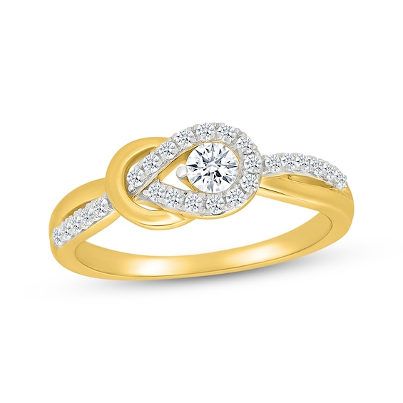 Diamond Double Knot Fashion Ring 1/3 ct tw 24K Yellow Gold Vermeil Sterling Silver