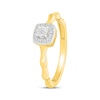 Thumbnail Image 2 of Diamond Cushion Halo Bamboo Shank Promise Ring 1/10 ct tw 24K Yellow Gold Vermeil Sterling Silver