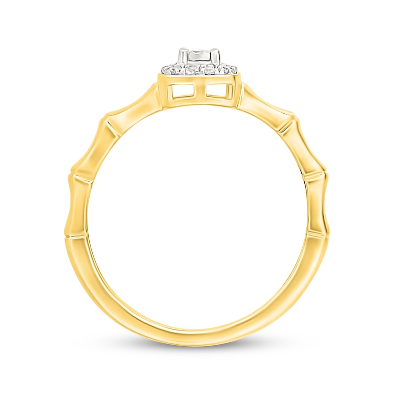 Main Image 3 of Diamond Cushion Halo Bamboo Shank Promise Ring 1/10 ct tw 24K Yellow Gold Vermeil Sterling Silver