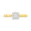 Thumbnail Image 4 of Diamond Cushion Halo Bamboo Shank Promise Ring 1/10 ct tw 24K Yellow Gold Vermeil Sterling Silver