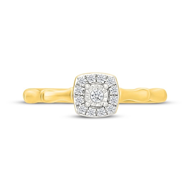 Main Image 4 of Diamond Cushion Halo Bamboo Shank Promise Ring 1/10 ct tw 24K Yellow Gold Vermeil Sterling Silver