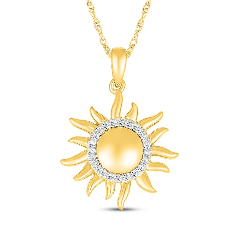 Main Image 1 of Diamond Sun Necklace 1/10 ct tw 24K Yellow Gold Vermeil Sterling Silver 18"