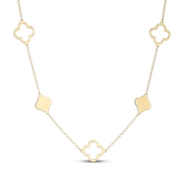 Clover Station Necklace 24K Yellow Gold Vermeil Sterling Silver 18"