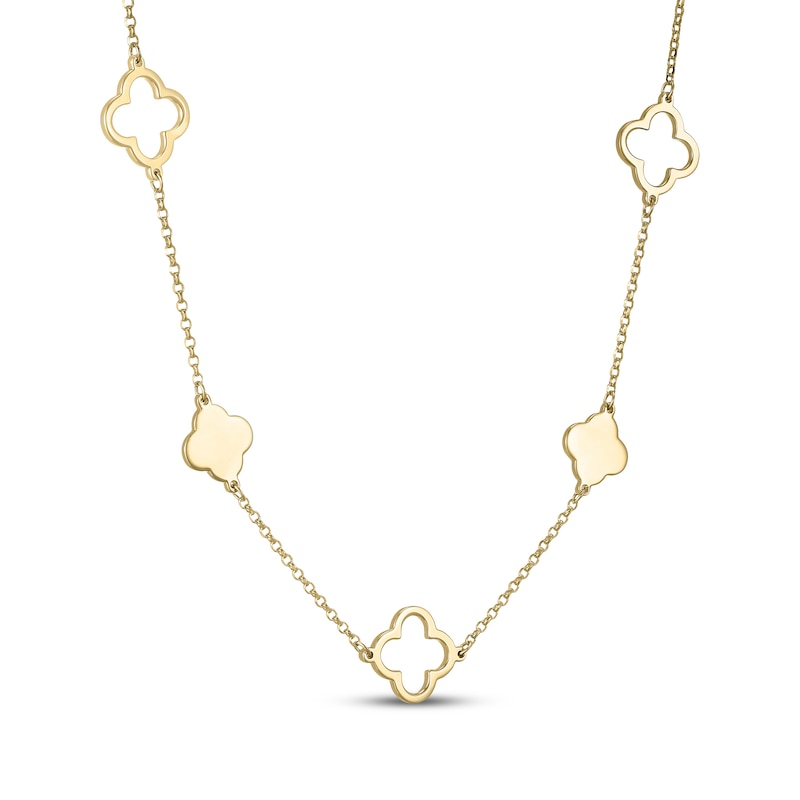 Main Image 2 of Clover Station Necklace 24K Yellow Gold Vermeil Sterling Silver 18"