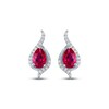 Thumbnail Image 2 of Pear-Shaped Lab-Created Ruby & White Lab-Created Sapphire Drop Earrings Sterling Silver