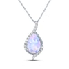 Thumbnail Image 1 of Pear-Shaped Lab-Created Opal & White Lab-Created Sapphire Drop Necklace Sterling Silver 18"