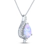 Thumbnail Image 2 of Pear-Shaped Lab-Created Opal & White Lab-Created Sapphire Drop Necklace Sterling Silver 18"