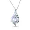 Thumbnail Image 3 of Pear-Shaped Lab-Created Opal & White Lab-Created Sapphire Drop Necklace Sterling Silver 18"