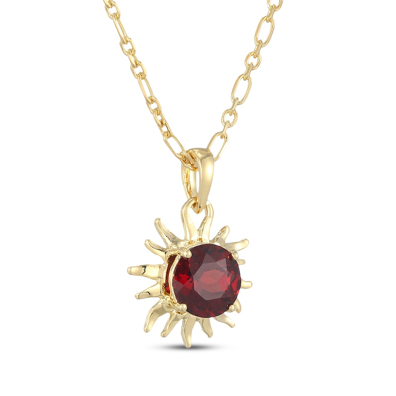 Main Image 2 of Garnet Sun Necklace 24K Yellow Gold Vermeil Sterling Silver 18"