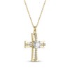 Thumbnail Image 2 of White Lab-Created Sapphire Cross Necklace 24K Yellow Gold Vermeil Sterling Silver 18"