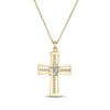 Thumbnail Image 3 of White Lab-Created Sapphire Cross Necklace 24K Yellow Gold Vermeil Sterling Silver 18"