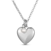 Thumbnail Image 1 of Cultured Pearl & Puff Heart Charm Toggle Necklace Sterling Silver 18"