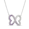 Thumbnail Image 2 of Amethyst & White Lab-Created Sapphire Ombré Infinity Hearts Necklace Sterling Silver 18"