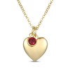 Thumbnail Image 1 of Lab-Created Ruby & Puff Heart Charm Toggle Necklace 24K Yellow Gold Vermeil Sterling Silver 18"