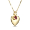 Thumbnail Image 2 of Lab-Created Ruby & Puff Heart Charm Toggle Necklace 24K Yellow Gold Vermeil Sterling Silver 18"