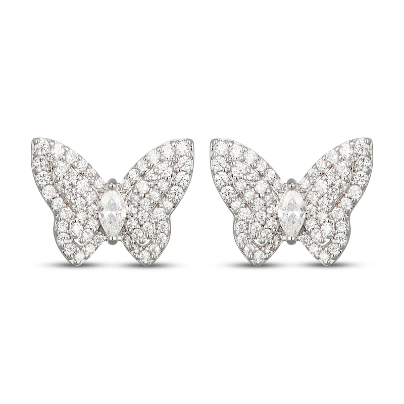 Main Image 2 of Marquise & Round-Cut White Lab-Created Sapphire Butterfly Earrings Sterling Silver