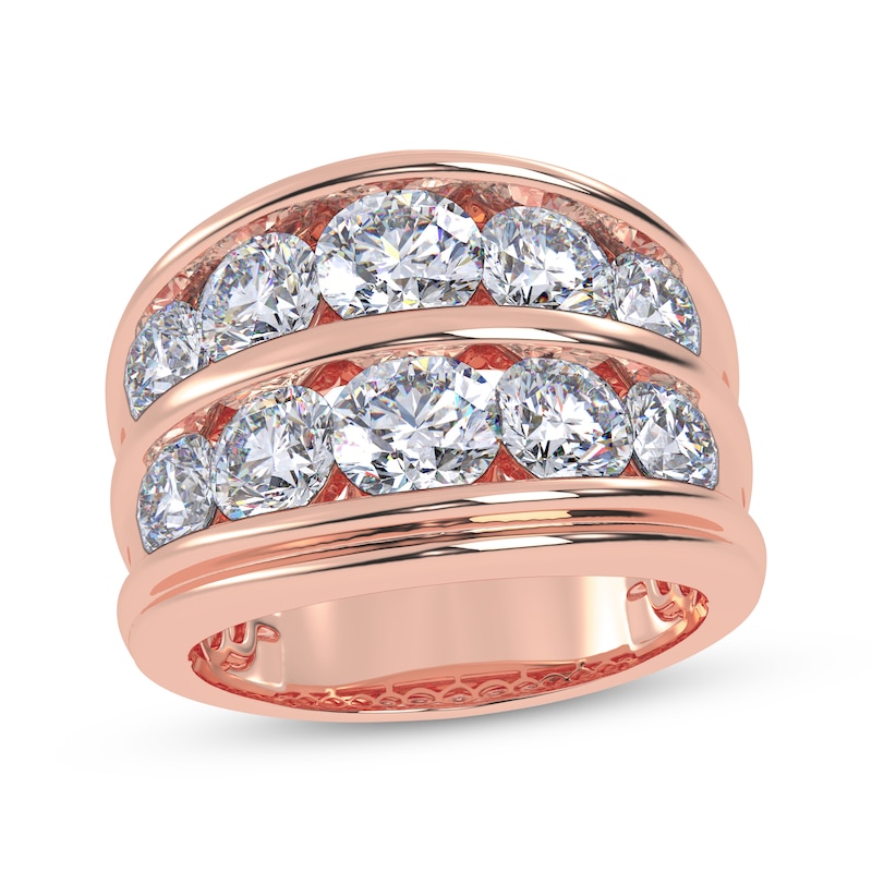 Main Image 1 of Adore Men's Lab-Grown Diamonds Two-Row Wedding Band 5 ct tw 14K Rose Gold
