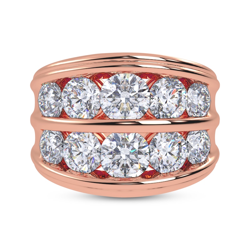 Main Image 4 of Adore Men's Lab-Grown Diamonds Two-Row Wedding Band 5 ct tw 14K Rose Gold