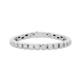 Men's White Lab-Created Sapphire Fashion Bracelet Stainless Steel 8"