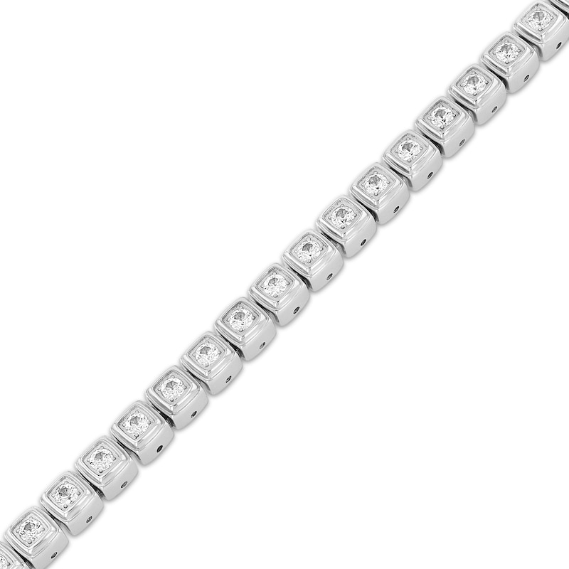 Main Image 2 of Men's White Lab-Created Sapphire Fashion Bracelet Stainless Steel 8"