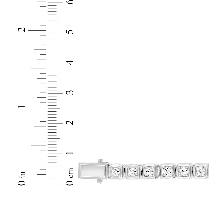 Main Image 4 of Men's White Lab-Created Sapphire Fashion Bracelet Stainless Steel 8"