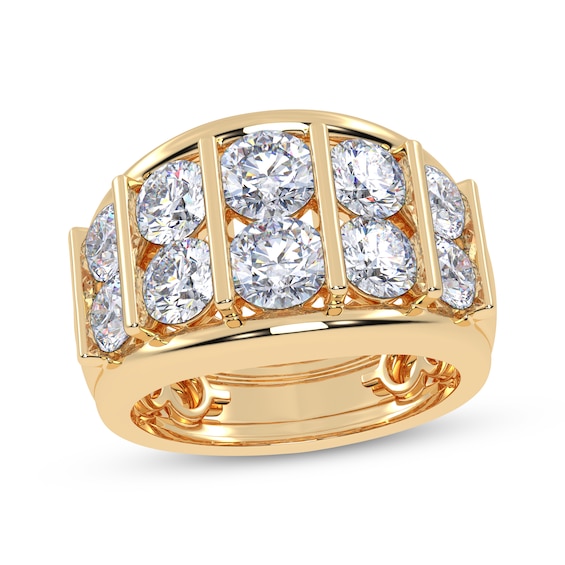 Adore Men's Lab-Grown Diamonds Multi-Column Wedding Band 5 ct tw 14K Yellow Gold