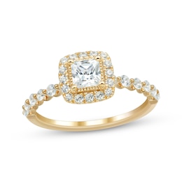 Adore Princess-Cut Diamond Halo Engagement Ring 1 ct tw 14K Yellow Gold