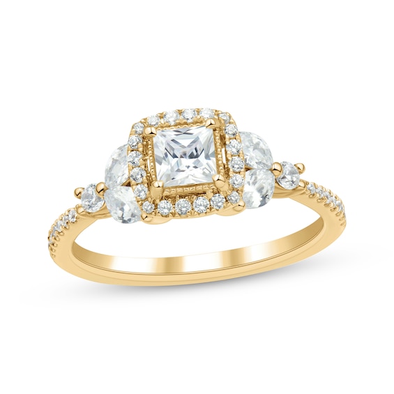 Adore Princess-Cut Diamond Halo Engagement Ring 1 ct tw 14K Yellow Gold