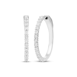Diamond Hoop Earrings 1/10 ct tw Sterling Silver