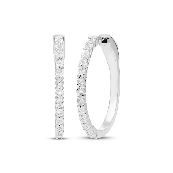 Diamond Hoop Earrings 1/10 ct tw Sterling Silver