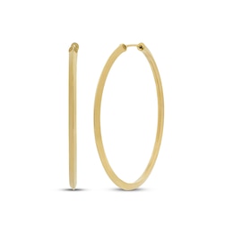 Knife-Edge Flex Hoop Earrings 33mm Hollow 10K Yellow Gold