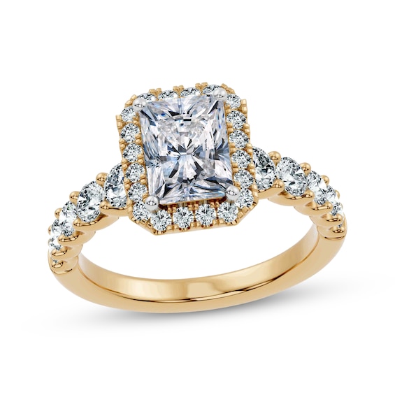 Adore Lab-Grown Diamonds Certified Radiant-Cut Halo Engagement Ring 2-1/2 ct tw 14K Yellow Gold