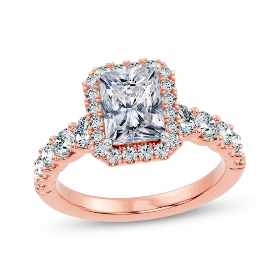 Adore Lab-Grown Diamonds Certified Radiant-Cut Halo Engagement Ring 2-1/2 ct tw 14K Rose Gold