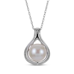 Button Cultured Pearl Necklace Sterling Silver 18"