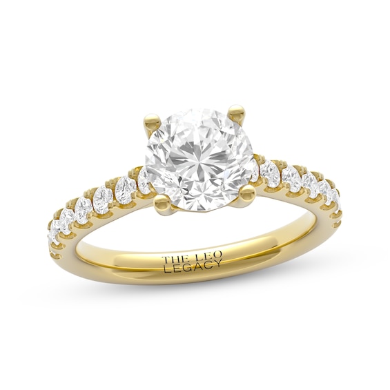 THE LEO Legacy Lab-Grown Diamond Certified Round-Cut Engagement Ring 1-7/8 ct tw 14K Yellow Gold
