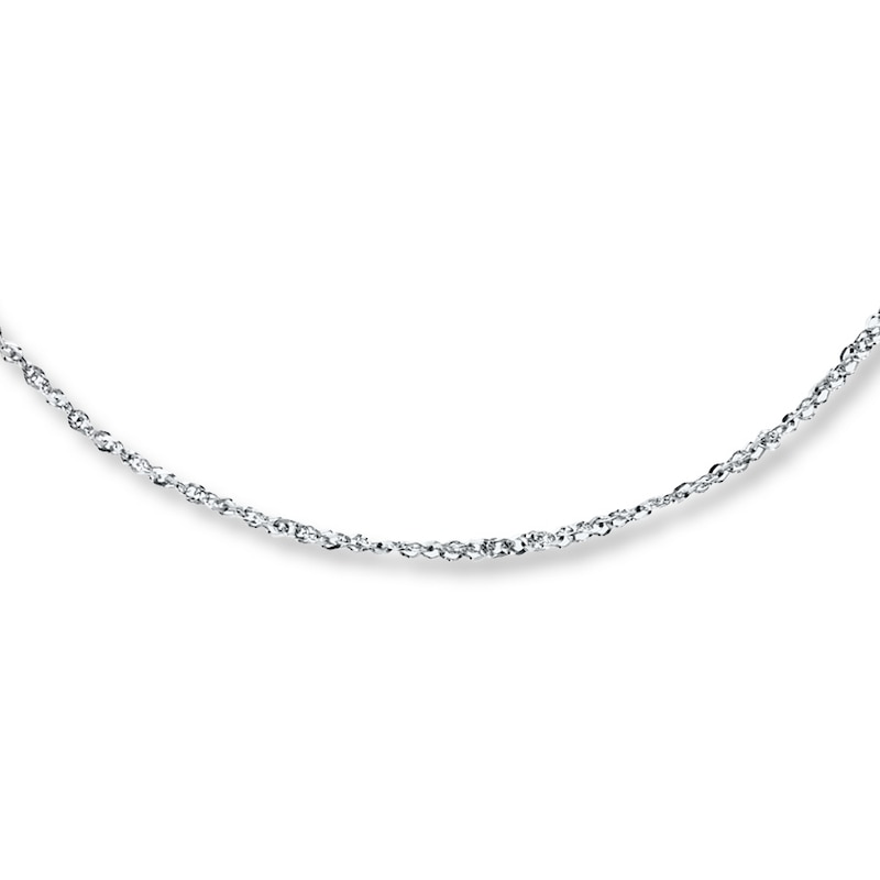 Solid Sparkle Chain Necklace 14K White Gold 20"