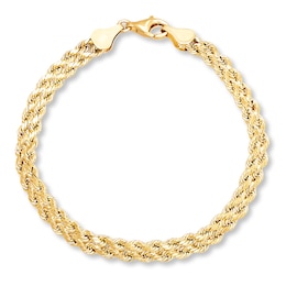 Braided Hollow Rope Bracelet 10K Yellow Gold 7.25&quot;