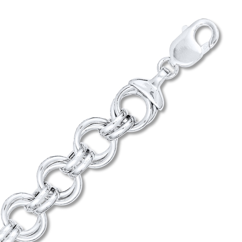 Hollow Rolo Link Bracelet Sterling Silver 7.5"