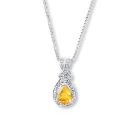Citrine Necklace Diamond Accent Sterling Silver