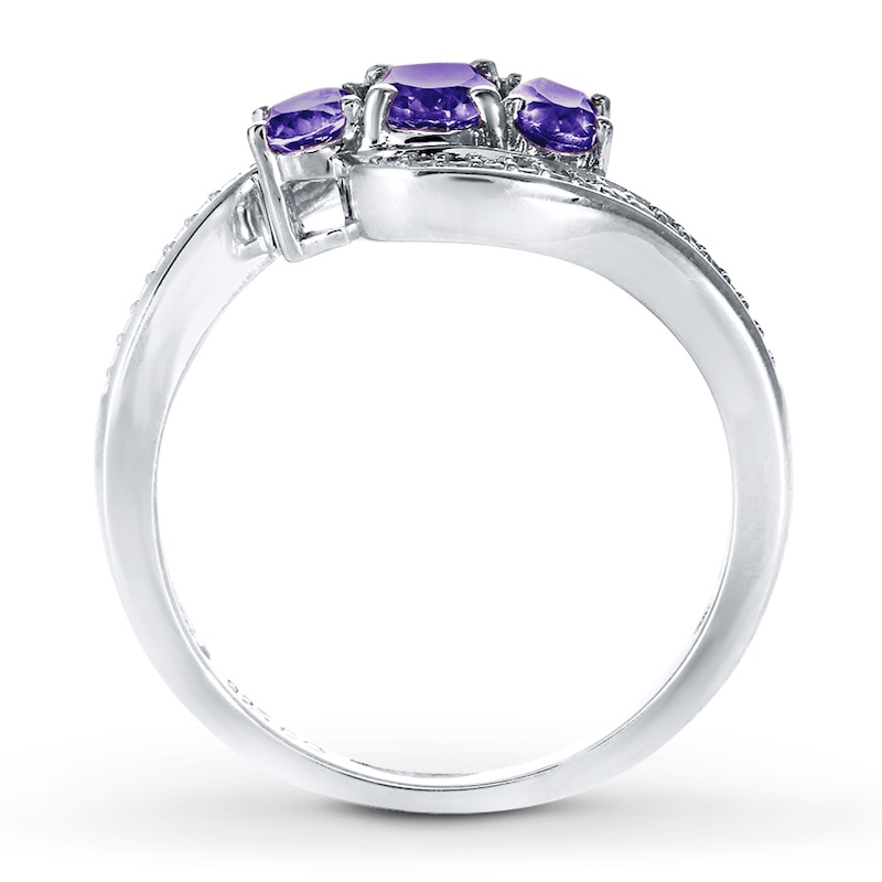 Amethyst Ring Diamond Accents Sterling Silver