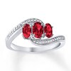 Thumbnail Image 0 of Lab-Created Ruby Ring Diamond Accents Sterling Silver