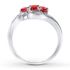Thumbnail Image 1 of Lab-Created Ruby Ring Diamond Accents Sterling Silver