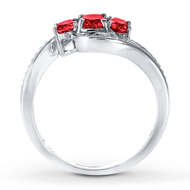Lab-Created Ruby Ring Diamond Accents Sterling Silver