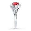 Thumbnail Image 2 of Lab-Created Ruby Ring Diamond Accents Sterling Silver