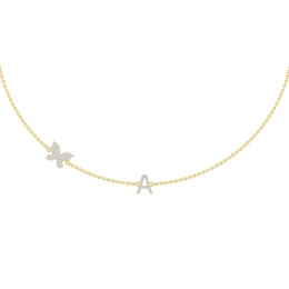 1/3 Ct. tw Diamond Butterfly Initial Necklace