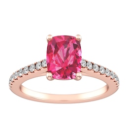 Pink Tourmaline and White Topaz Fashion Ring 10K Rose Gold