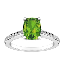 Peridot and White Topaz Fashion Ring Sterling Silver