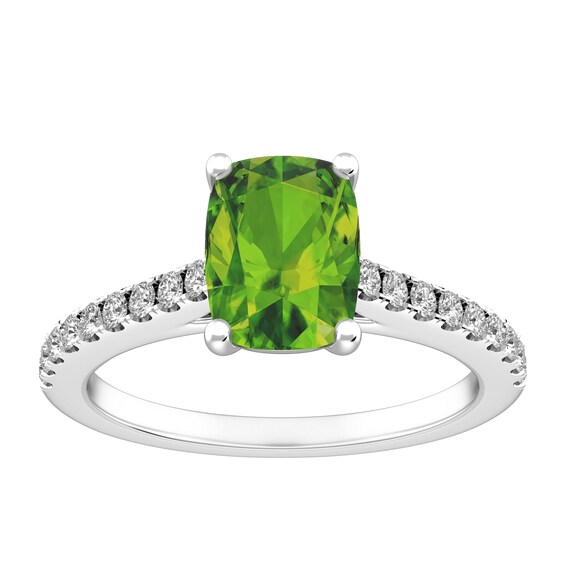 Peridot and White Topaz Fashion Ring Sterling Silver