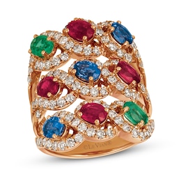 Le Vian Creme Brulee Multi-Gemstone Ring 1-3/4 ct tw Diamonds 14K Strawberry Gold - Size 7